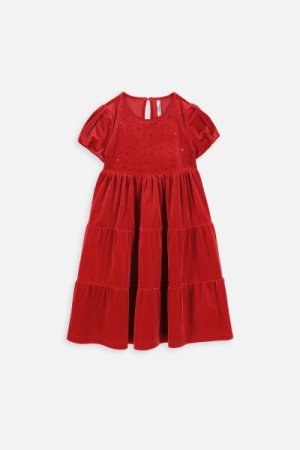 COCCODRILLO suknelė trumpomis rankovėmis ELEGANT JUNIOR GIRL, raudona, ZC3129201EJG-009-128, 128cm 