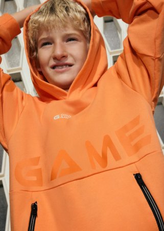 MAYORAL susegamas džemperis su gobtuvu, apricot, 6.411-55, 140 cm 