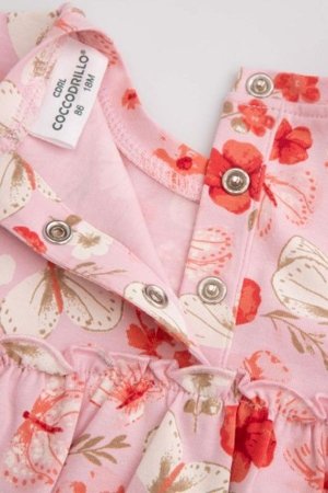 COCCODRILLO suknelė ilgomis rankovėmis NOSTALGIC MEADOW GIRL NEWBORN, rožinė, WC5129601NGN-007-086, 86 cm 