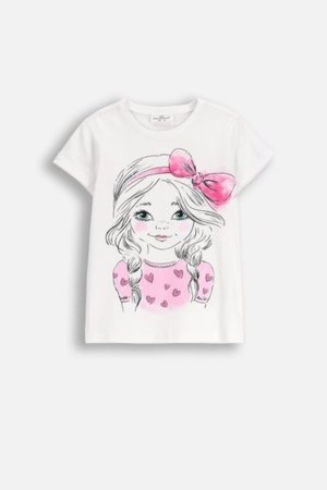 COCCODRILLO marškinėliai EVERYDAY GIRL A, balti, ZC5143227VGA-001-098, 98 cm 