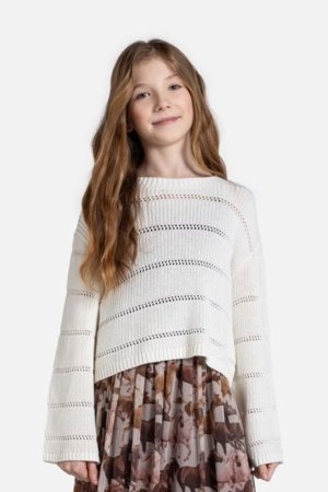 COCCODRILLO megztinis NOSTALGIC MEADOW GIRL JUNIOR, kreminis, WC5172101NGJ-003-164, 164 cm 