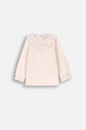 COCCODRILLO marškinėliai FLOWERS GIRL NEWBORN, ecru, ZC4143101FGN-003-086, 86 cm 