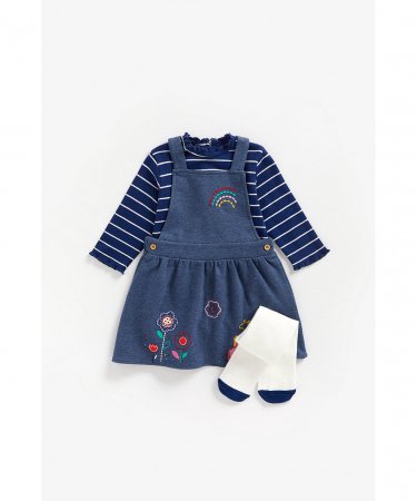 MOTHERCARE smėlinukas ilgomis rankovėmis, suknelė be rankovių ir pėdkelnės, ZB739 548219