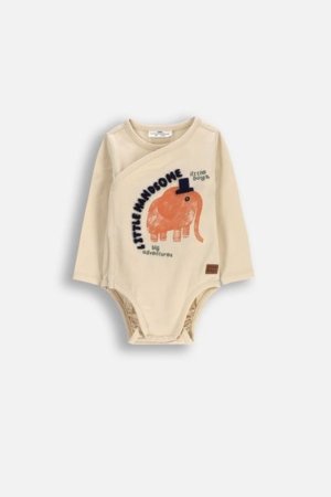 COCCODRILLO smėlinukas ilgomis rankovėmis SAGE TIME BOY NEWBORN, kreminės, WC5112601SBN-002-074, 74 cm 