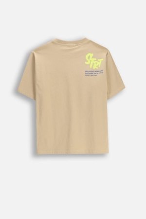 COCCODRILLO marškinėliai trumpomis rankovėmis, smėlio spalvos, WC6143204NBJ-002-164, 164 cm 