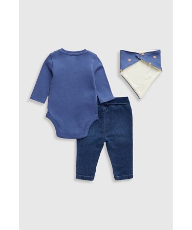 MOTHERCARE smėlinukas ilgomis rankovėmis, kelnės ir seilinukas, IF515 80 