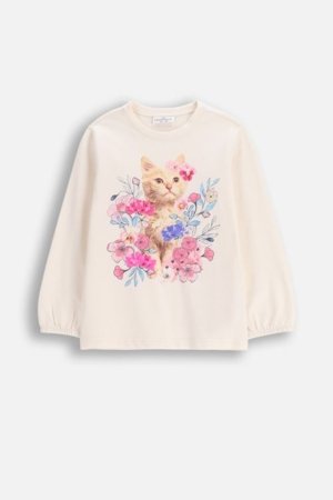 COCCODRILLO marškinėliai ilgomis rankovėmis, kreminiai, WC6143103FGK-003-098 