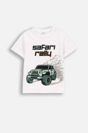 COCCODRILLO marškinėliai trumpomis rankovėmis WILD SAFARI BOY KIDS, balti, WC5143206WBK-001-122, 122 cm 