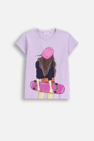COCCODRILLO marškinėliai EVERYDAY GIRL A, violetiniai, ZC5143224VGA-016-134, 134 cm 