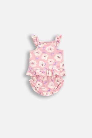 COCCODRILLO smėlinukas trumpomis rankovėmis HAPPY RETRO GIRL NEWBORN, rožinis 