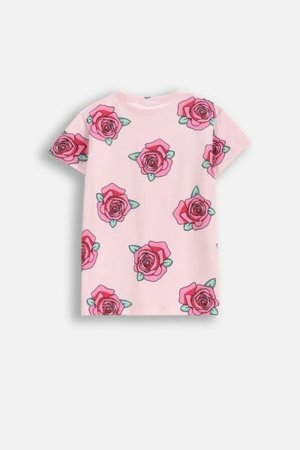 COCCODRILLO marškinėliai trumpomis rankovėmis EVERYDAY GIRL B, rožiniai, WC5143210VGB-007-164, 164 cm 