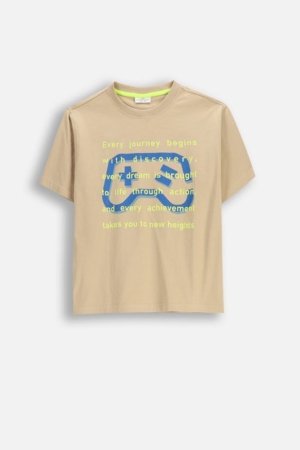 COCCODRILLO marškinėliai trumpomis rankovėmis, smėlio spalvos, WC6143204NBJ-002-164, 164 cm 